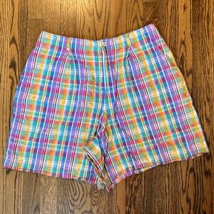 Liz Claiborne Multicolor Plaid High Waist Shorts